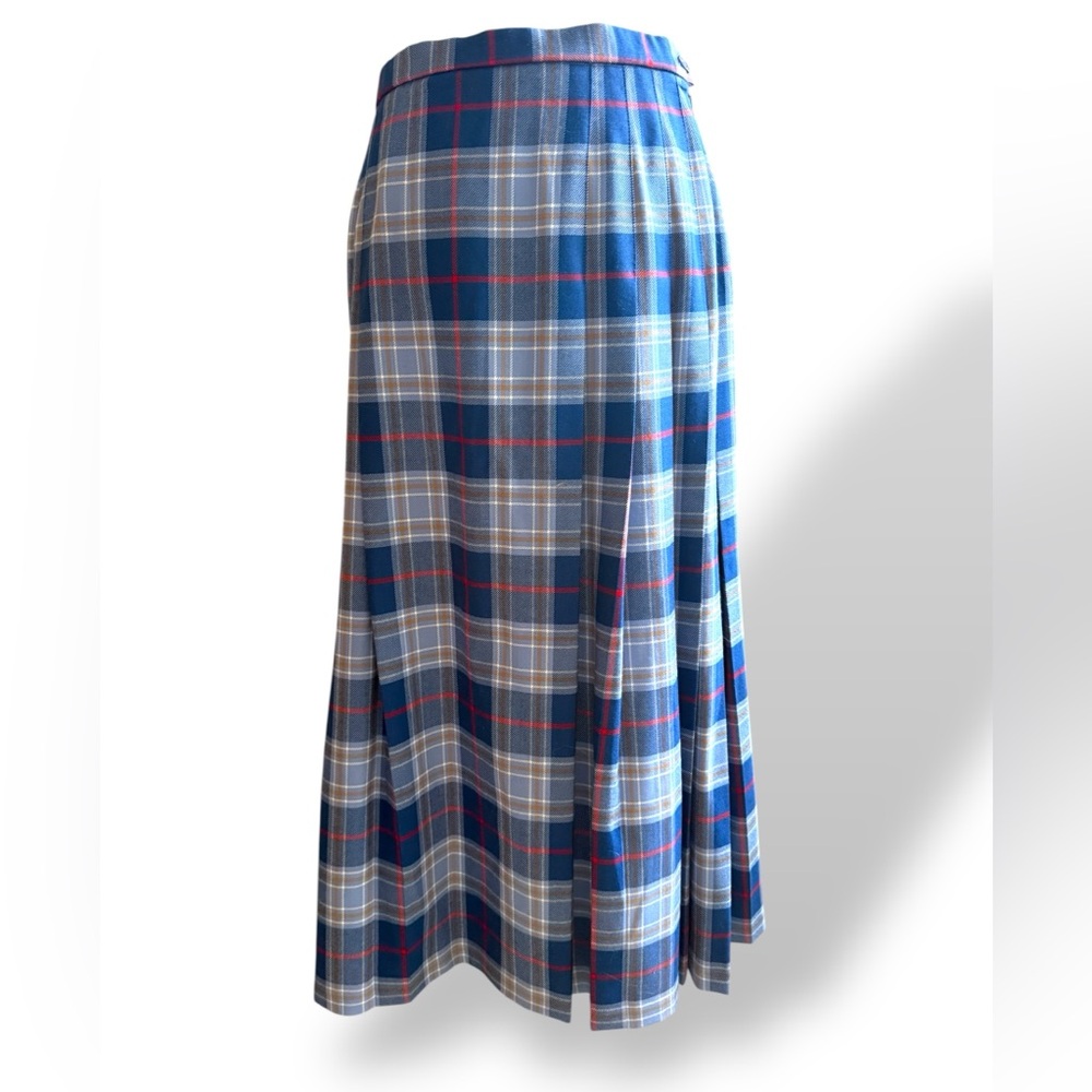 Vintage Pendleton Women’s Skirt 12P Blue Moffat Plaid Pleated Pure New Wool‎